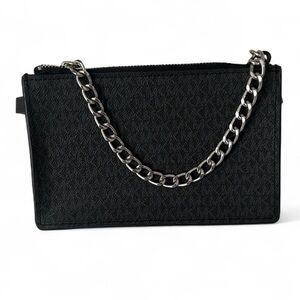 Michael Kors Black Belt Bag with Silver Chain